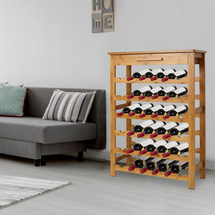 Latitude Run® Hemen Solid Wood Floor Wine Bottle Rack in Brown